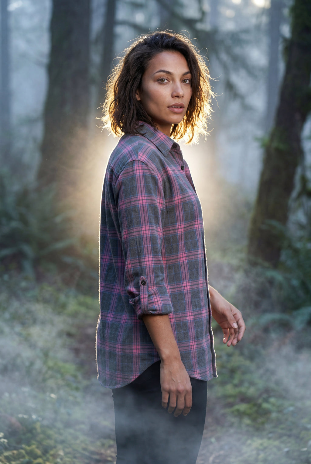 Lisa | Relaxed Fit Checked Button-down Shirt with Curved Hem
