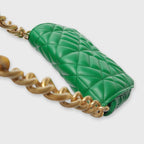 Lieke | Women's Green Quilted Mini Shoulder Bag with Gold Chain