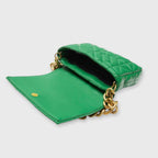 Lieke | Women's Green Quilted Mini Shoulder Bag with Gold Chain