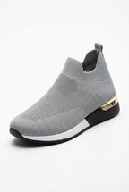 Lia | Metallic Heel Slip-on Wedge Sneakers