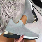 Lia | Metallic Heel Slip-on Wedge Sneakers