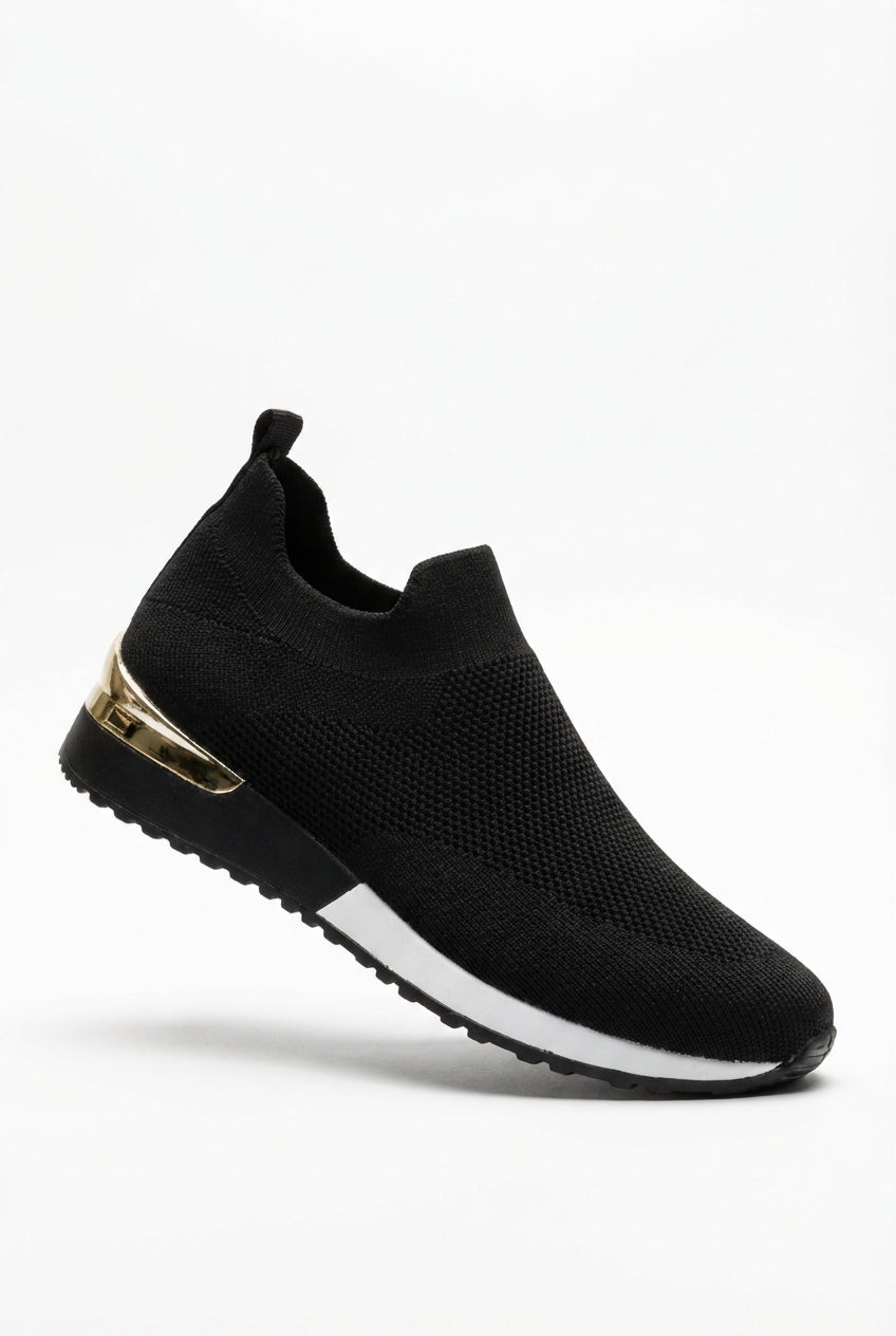Lia | Metallic Heel Slip-on Wedge Sneakers