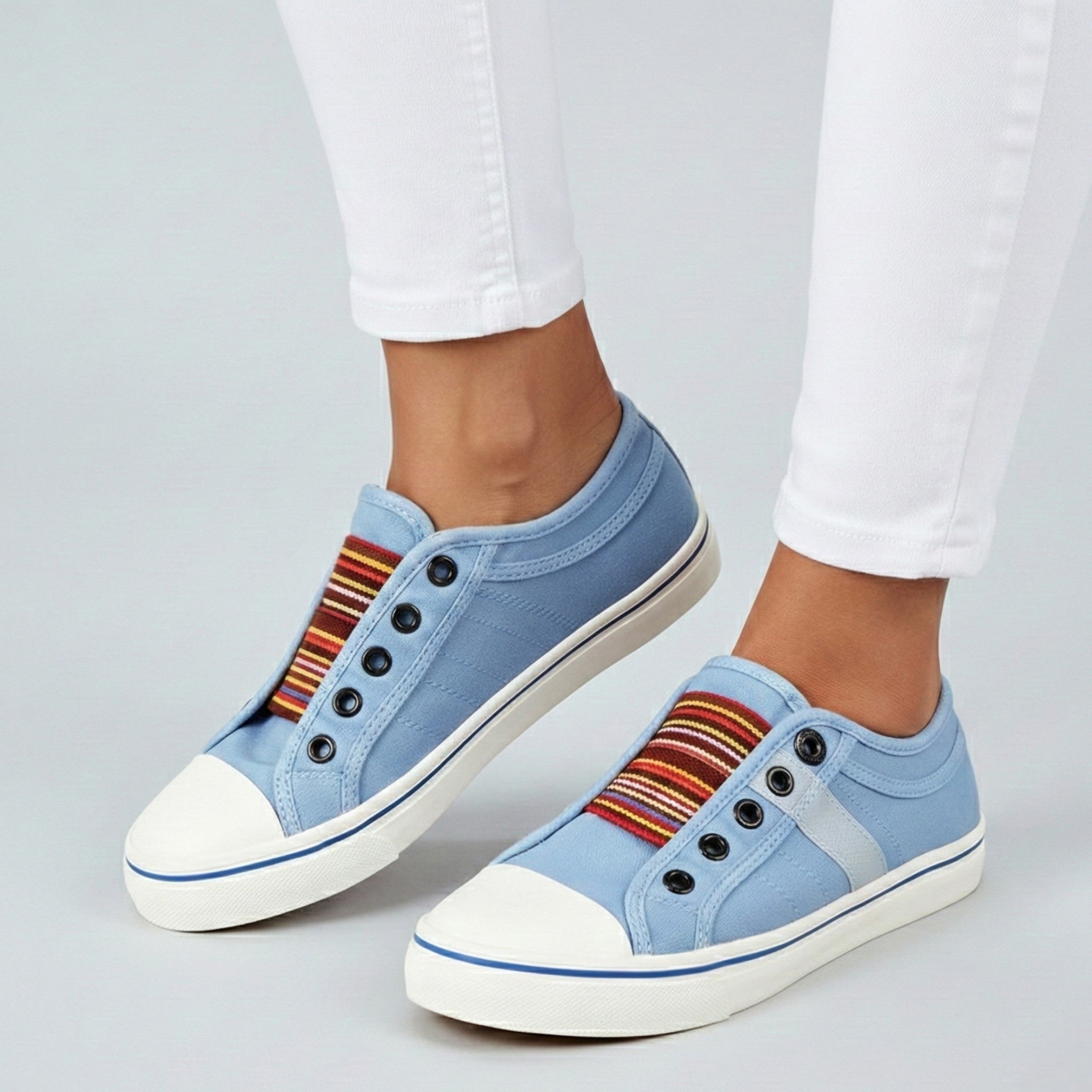 Lia | Multicolor Elastic Band Slip-on Canvas Sneaker