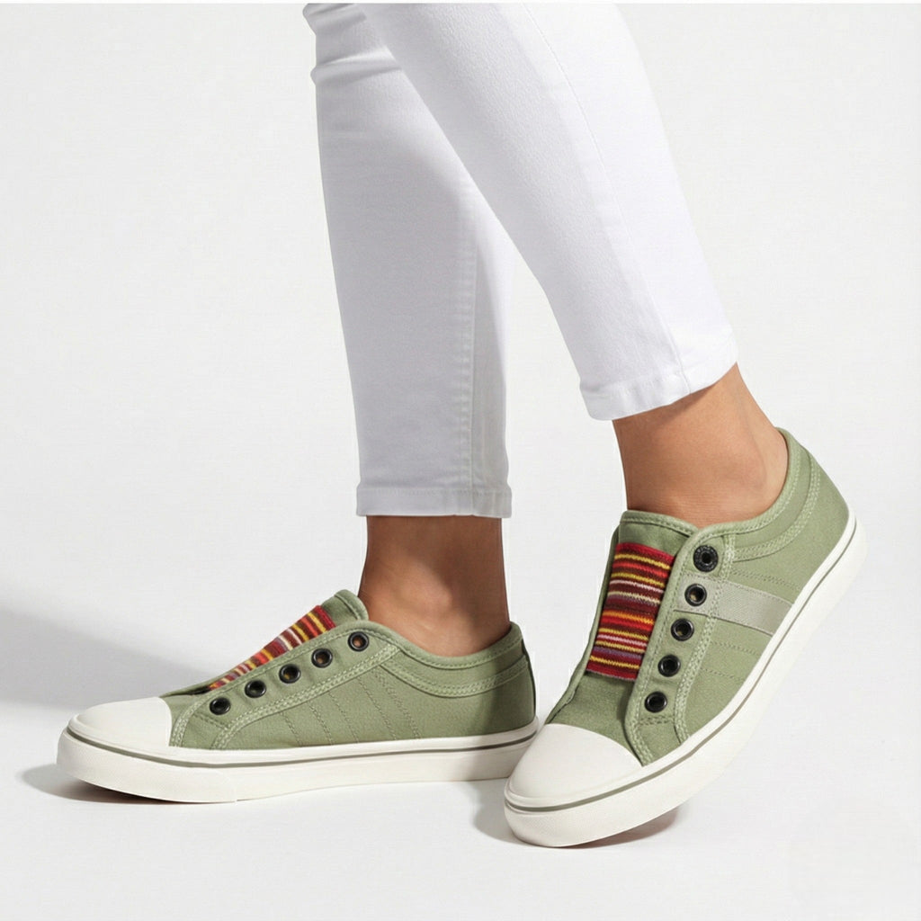 Lia | Multicolor Elastic Band Slip-on Canvas Sneaker