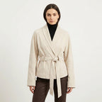 Lia | Belted Chocolate Suede Wrap Jacket