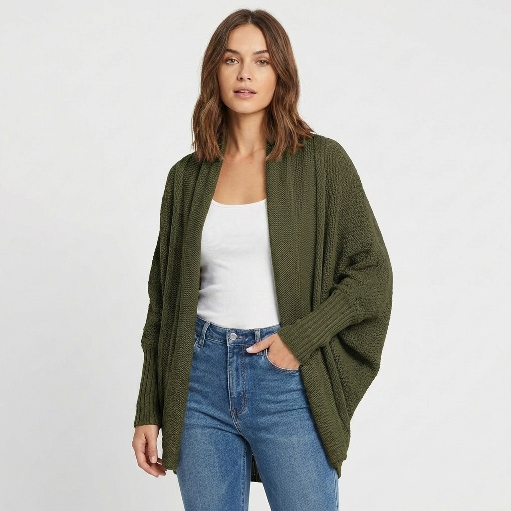 Lia | Women's Oversized Batwing Open Front Loose Knit Cardigan
