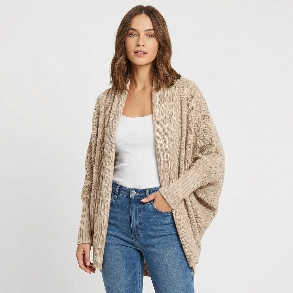 Lia | Women's Oversized Batwing Open Front Loose Knit Cardigan