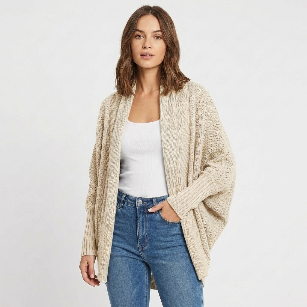 Lia | Women's Oversized Batwing Open Front Loose Knit Cardigan
