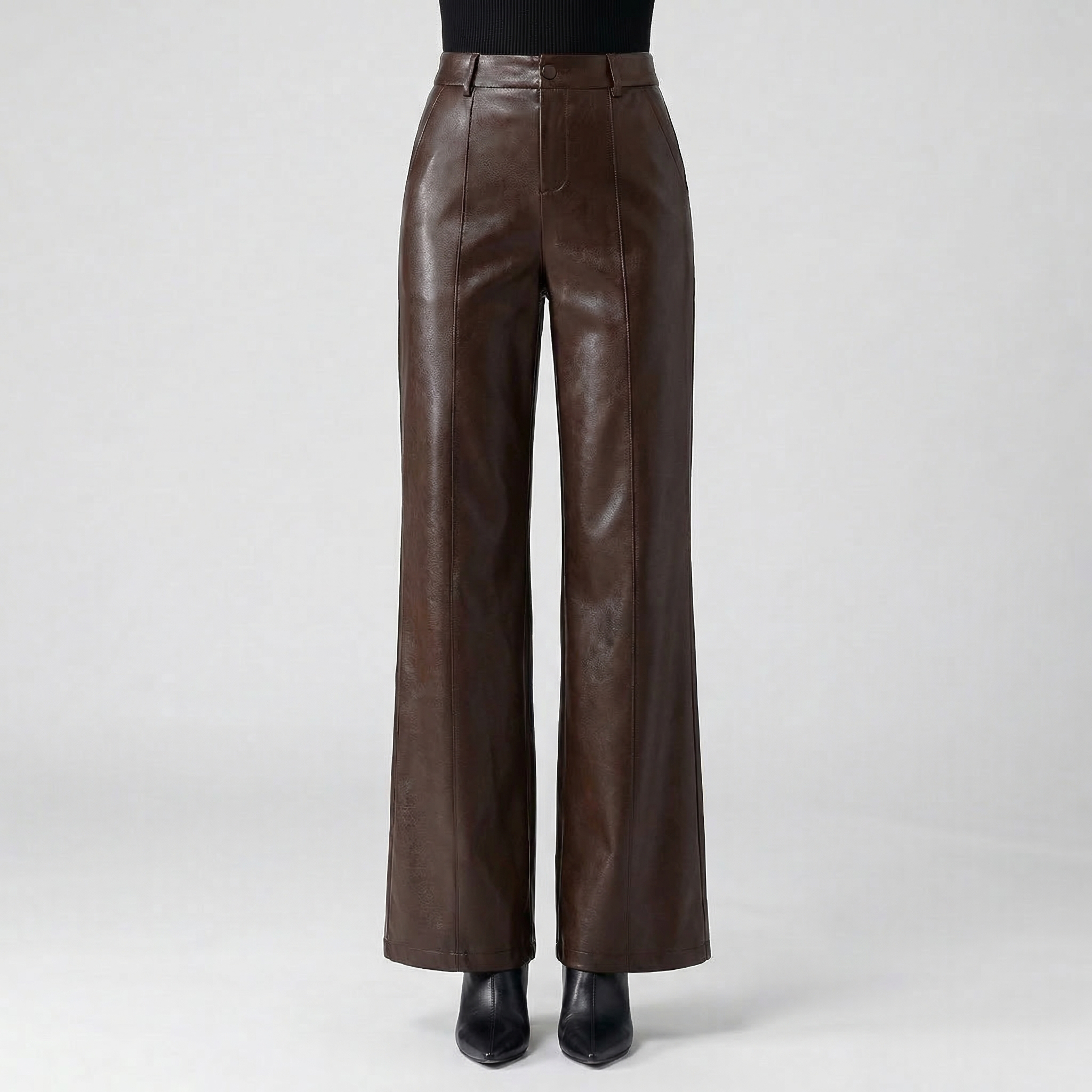 Lia | Women's High-Waisted Wide Leg Faux Leather Pants