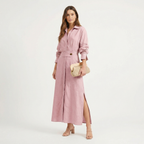 Lia | Women's Maxi Shirt Dress with Side Slit