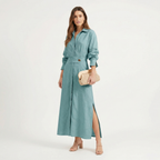 Lia | Women's Maxi Shirt Dress with Side Slit