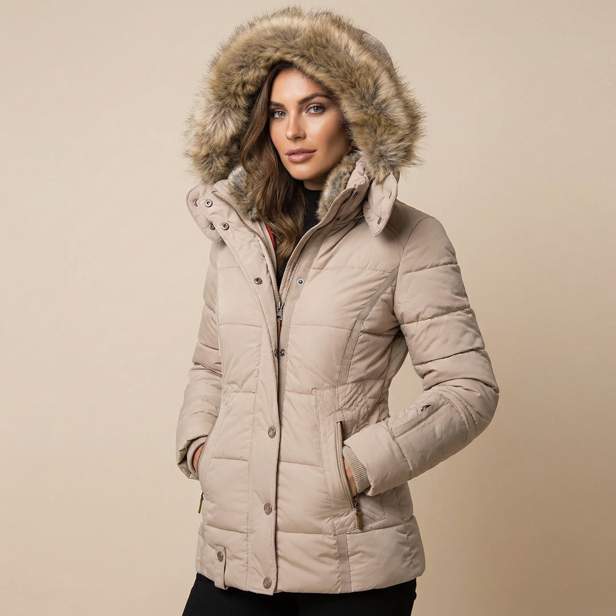 Lia | Women's Slim Fit Fur Collar Puffer Down Winter Jacket