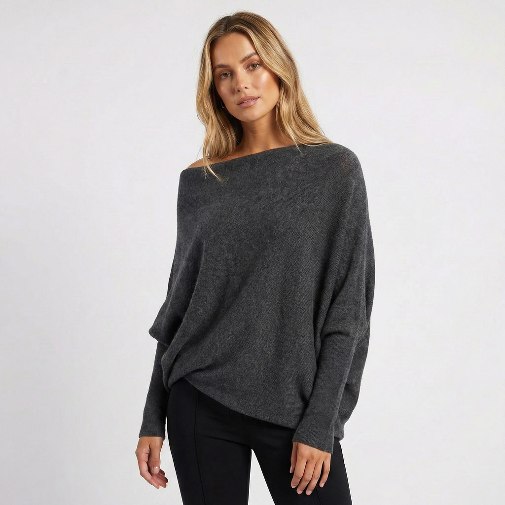 Lia | Women's Oversized Batwing Knit Pullover Jumper