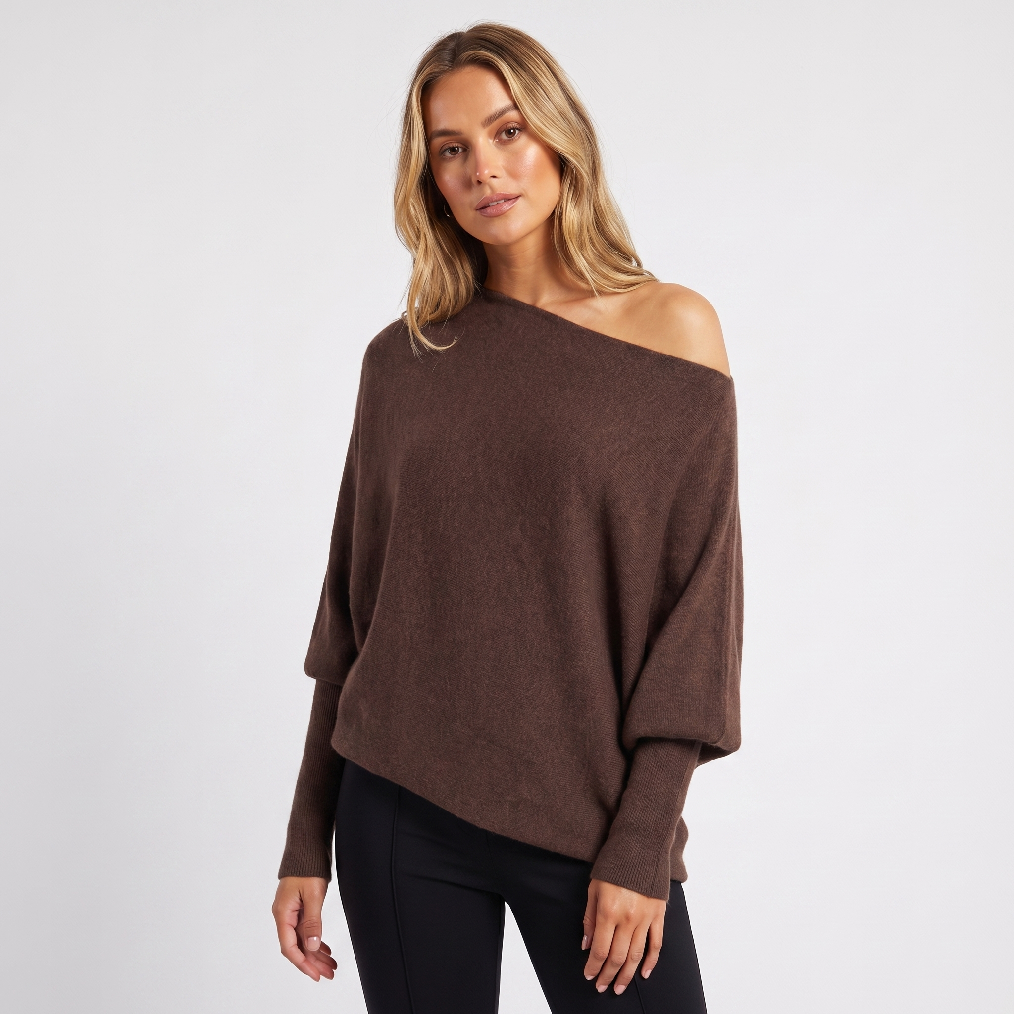 Lia | Women's Oversized Batwing Knit Pullover Jumper