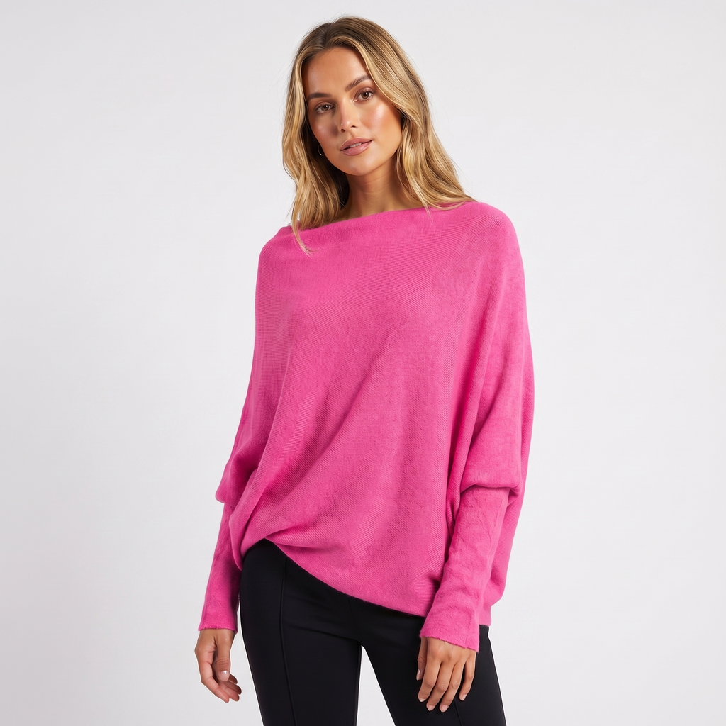 Lia | Women's Oversized Batwing Knit Pullover Jumper