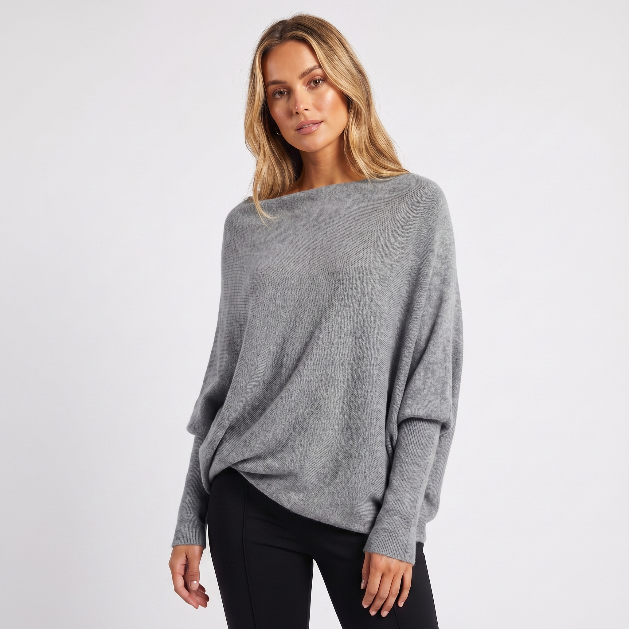 Lia | Women's Oversized Batwing Knit Pullover Jumper