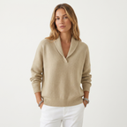 Lia | Women's V-Neck Knit Sweater – Soft Relaxed Fit Pullover Casual Knitwear