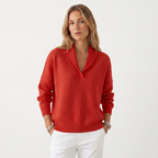 Lia | Women's V-Neck Knit Sweater – Soft Relaxed Fit Pullover Casual Knitwear