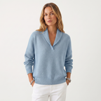 Lia | Women's V-Neck Knit Sweater – Soft Relaxed Fit Pullover Casual Knitwear