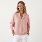 Lia | Women's V-Neck Knit Sweater – Soft Relaxed Fit Pullover Casual Knitwear