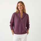 Lia | Women's V-Neck Knit Sweater – Soft Relaxed Fit Pullover Casual Knitwear