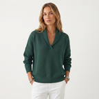 Lia | Women's V-Neck Knit Sweater – Soft Relaxed Fit Pullover Casual Knitwear