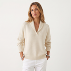 Lia | Women's V-Neck Knit Sweater – Soft Relaxed Fit Pullover Casual Knitwear