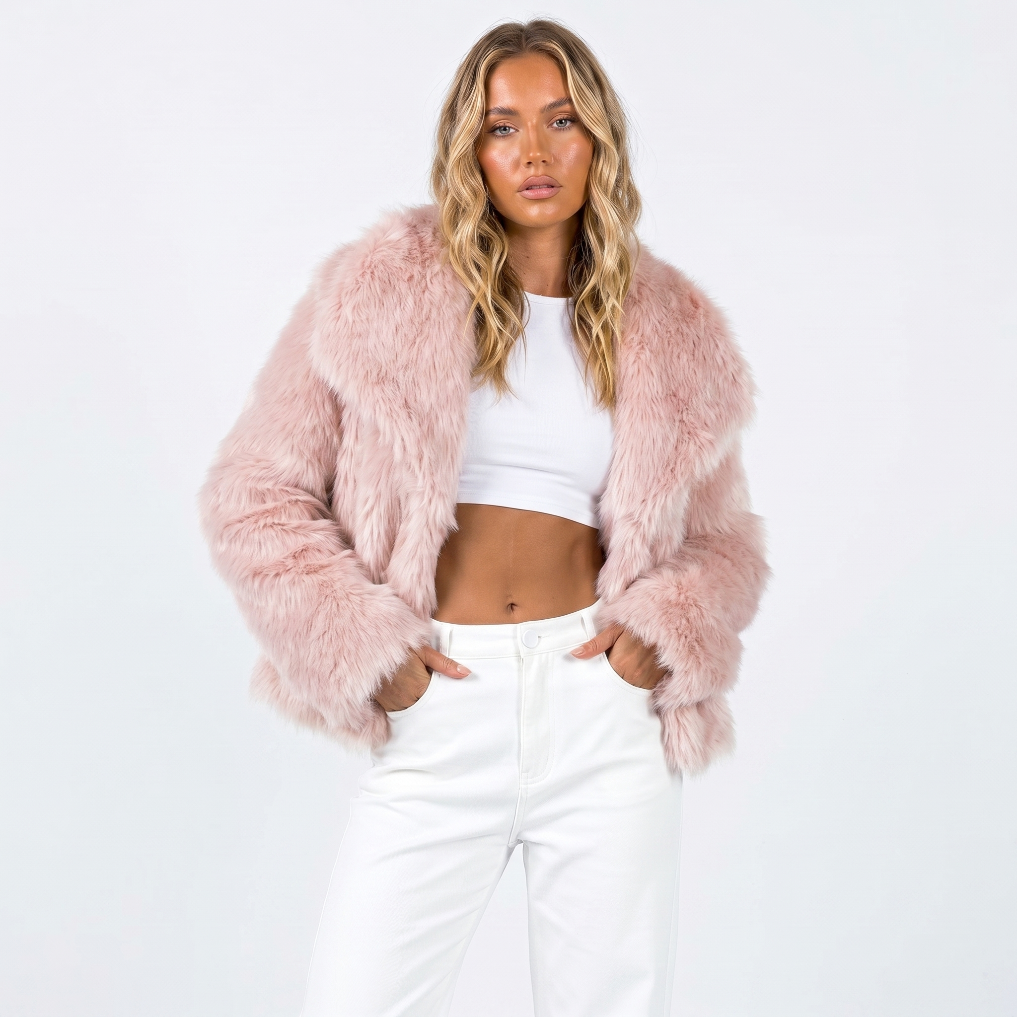 Lia | Women's Shaggy Faux Fur Coat Luxury Oversized Winter Jacket Wide Lapel