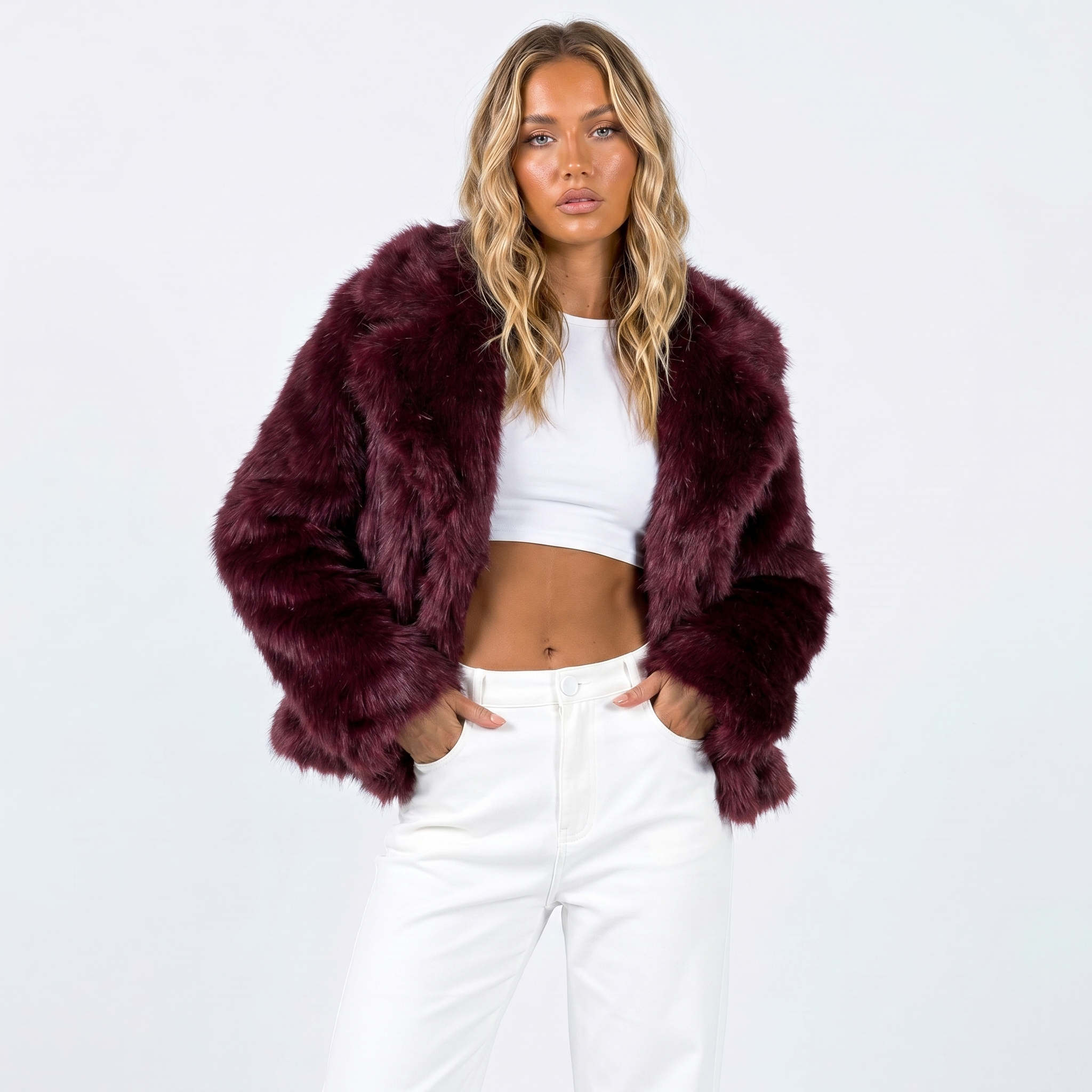 Lia | Women's Shaggy Faux Fur Coat Luxury Oversized Winter Jacket Wide Lapel