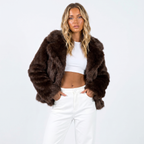 Lia | Women's Shaggy Faux Fur Coat Luxury Oversized Winter Jacket Wide Lapel
