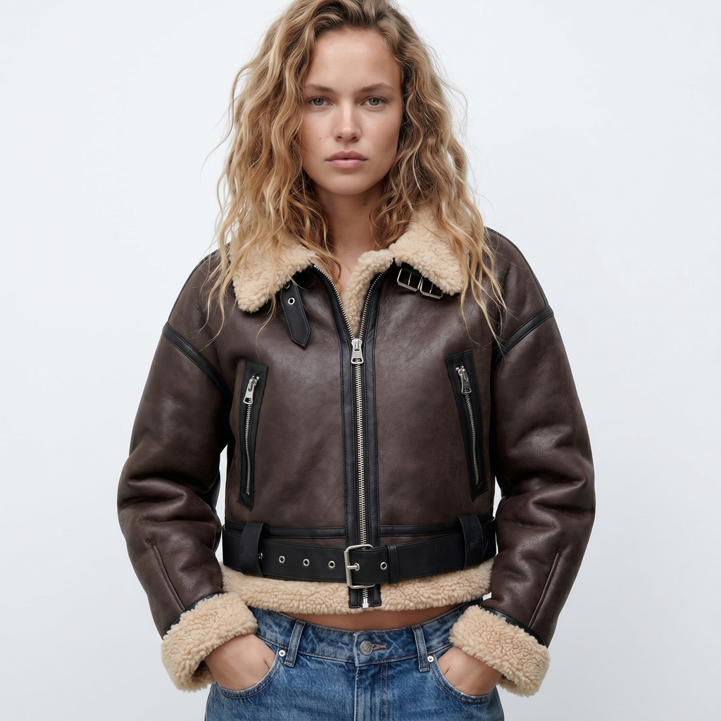 Lia | Women's  Double-Sided Shearling Warm Bomber Jacket