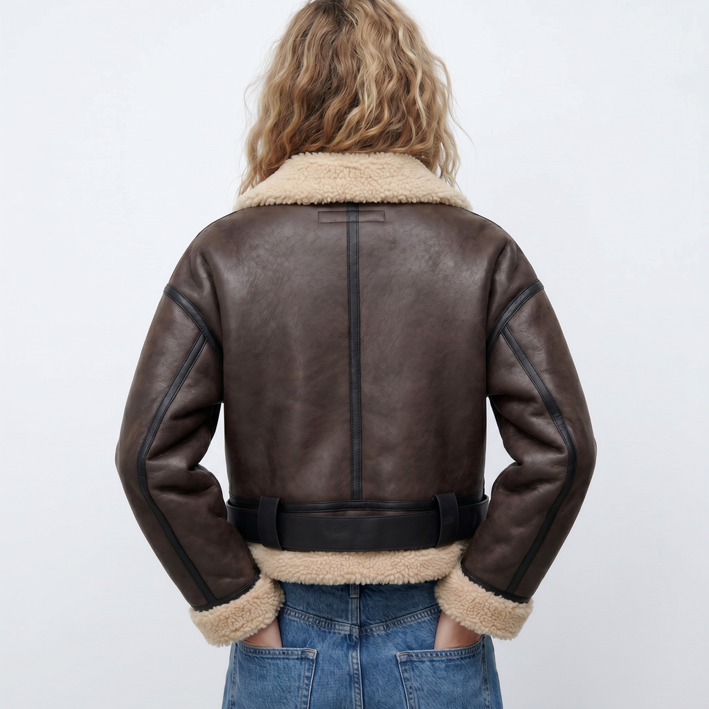 Lia | Women's  Double-Sided Shearling Warm Bomber Jacket