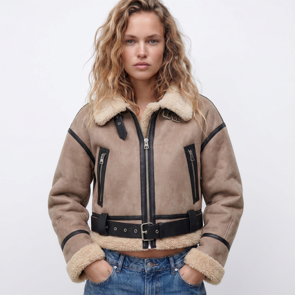 Lia | Women's  Double-Sided Shearling Warm Bomber Jacket