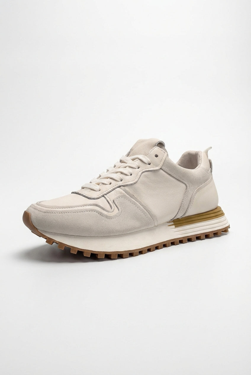 Liam | Ivory Retro-inspired Low Top Sneakers with Chunky Sole