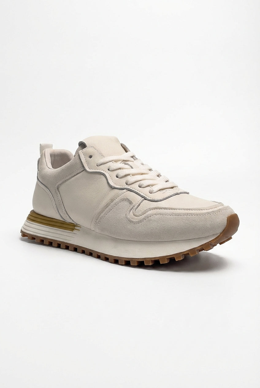 Liam | Ivory Retro-inspired Low Top Sneakers with Chunky Sole