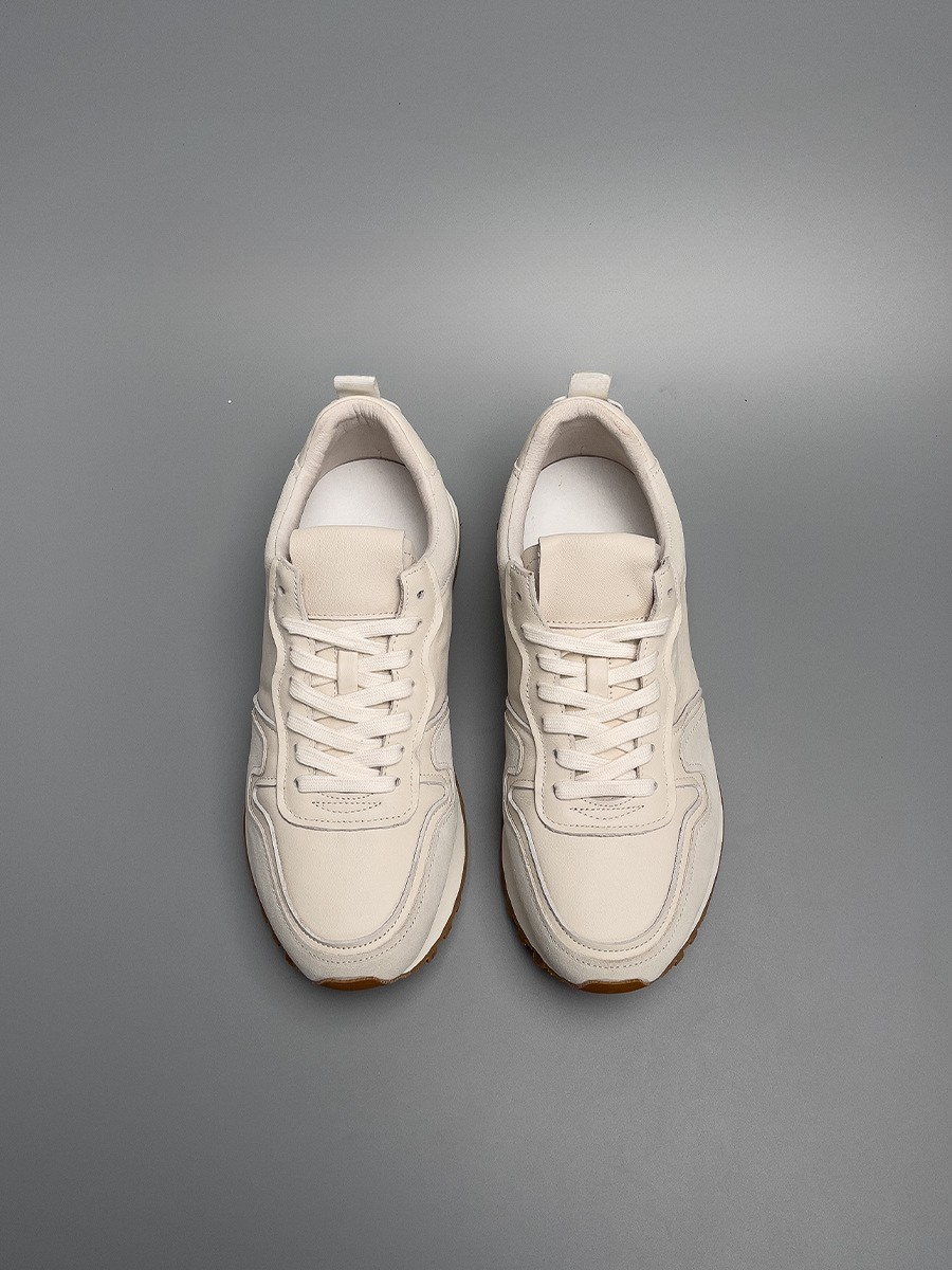 Liam | Ivory Retro-inspired Low Top Sneakers with Chunky Sole