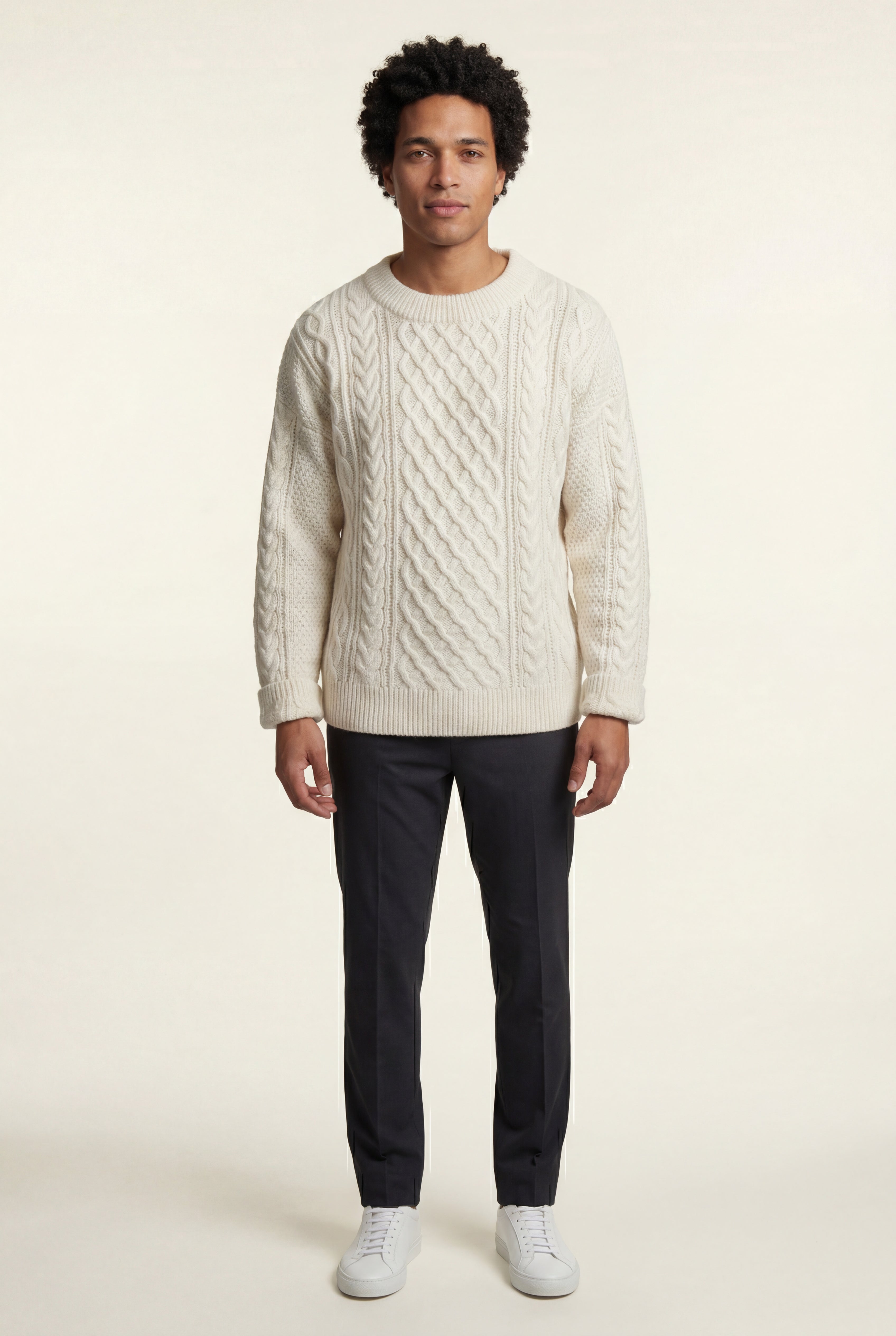 Men's Cable Crew Neck Classic Fit Sweater | James