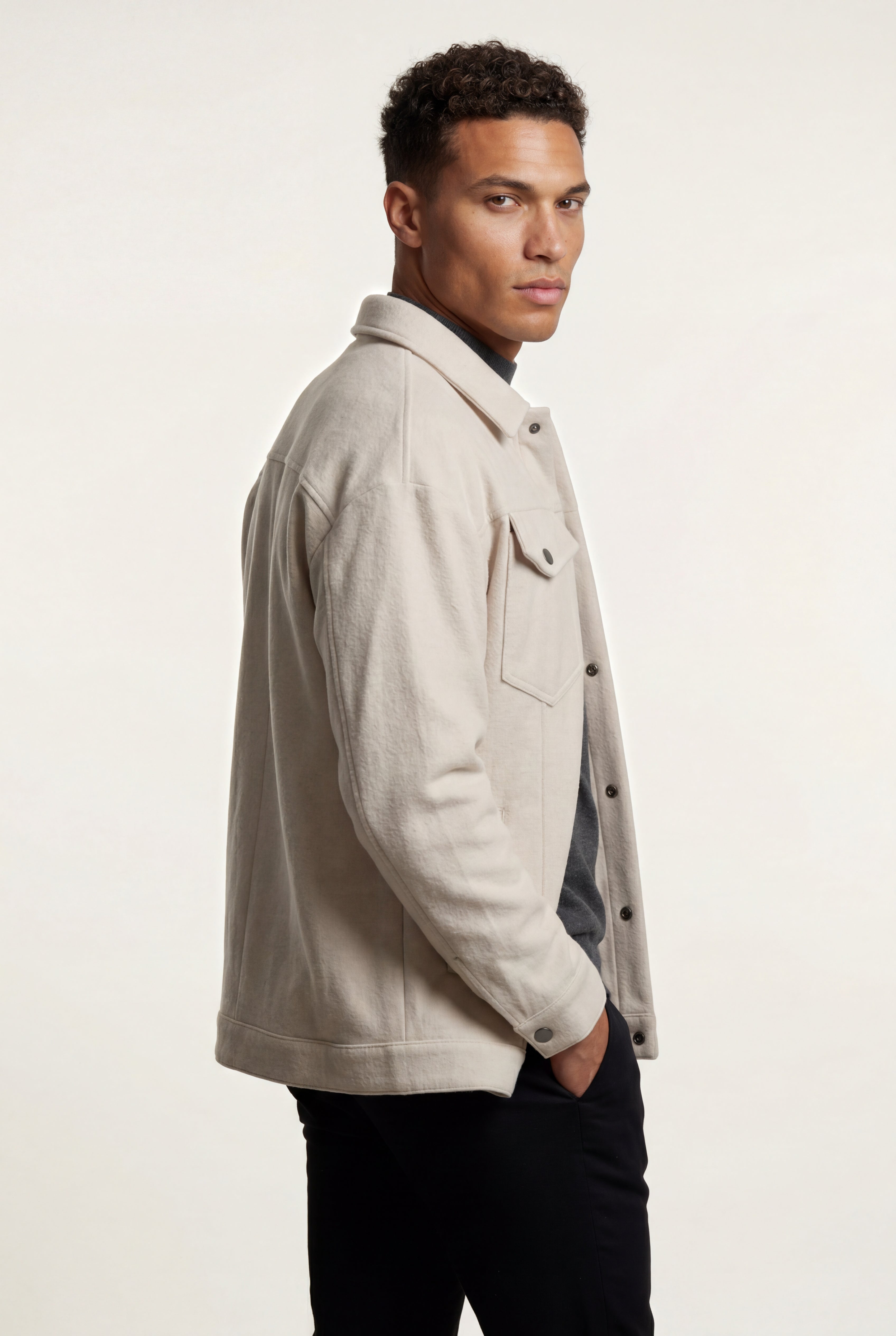 Liam | Men's Structured Snap Front Classic Trucker Jacket