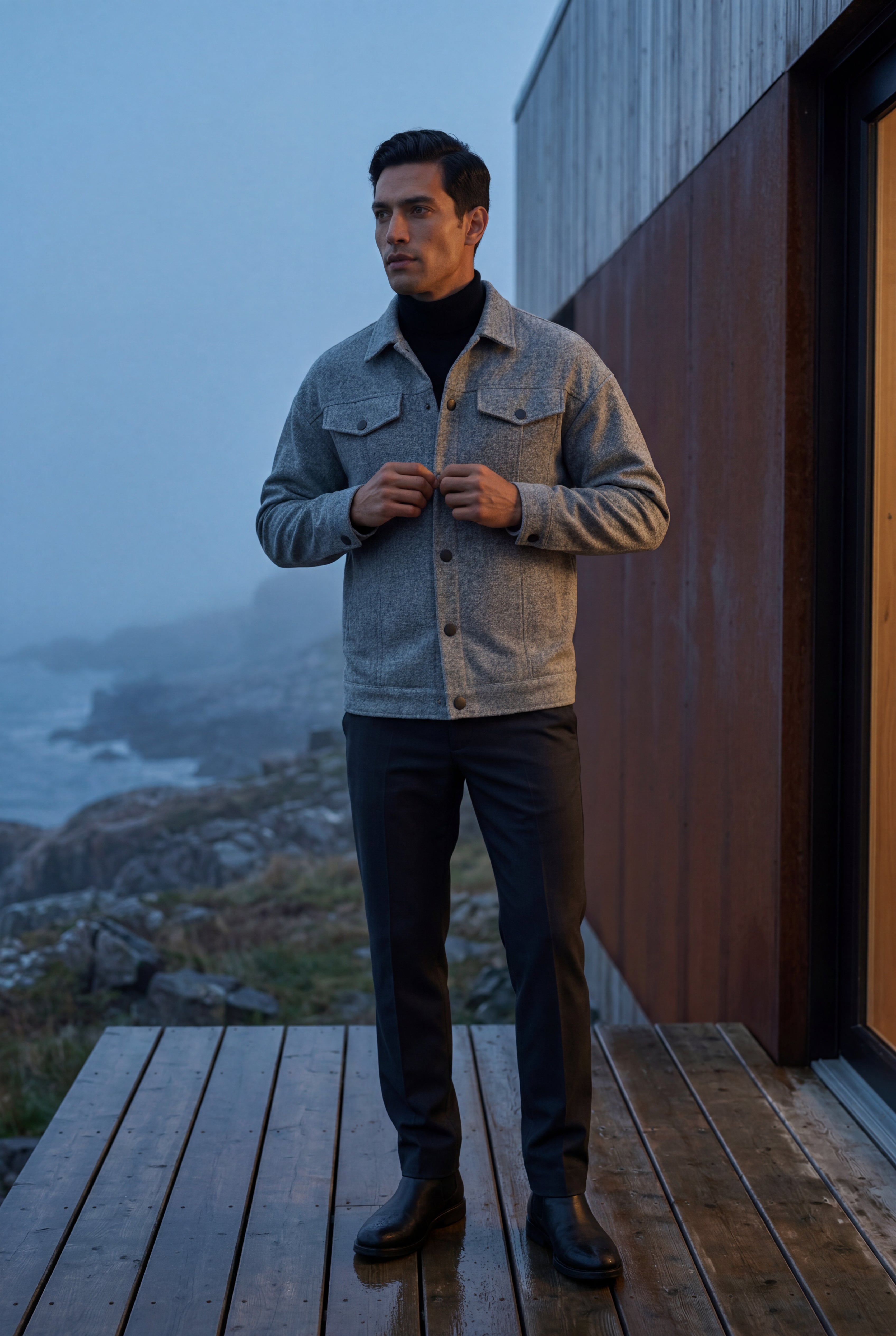 Liam | Men's Structured Snap Front Classic Trucker Jacket