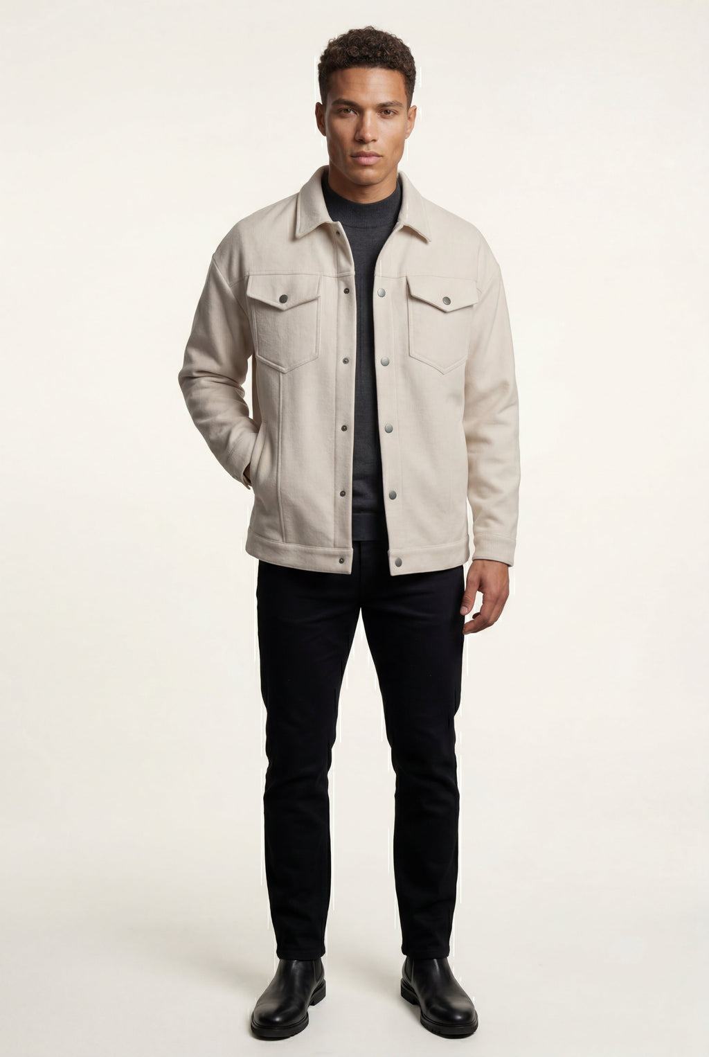 Liam | Men's Structured Snap Front Classic Trucker Jacket