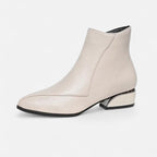 Lia | Pointed Toe Low Block Heel Ankle Boots