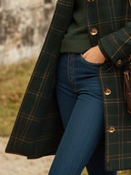 Lia | Women's Wool Coat – Long Elegant Plaid Coat with Fitted Cut & Light Warmth
