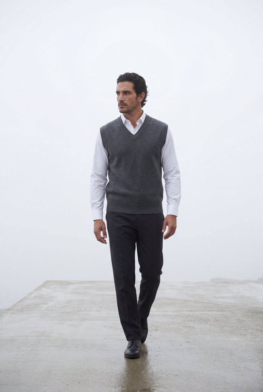 Liam | Classic V-neck Sweater Vest with Ribbed Hem