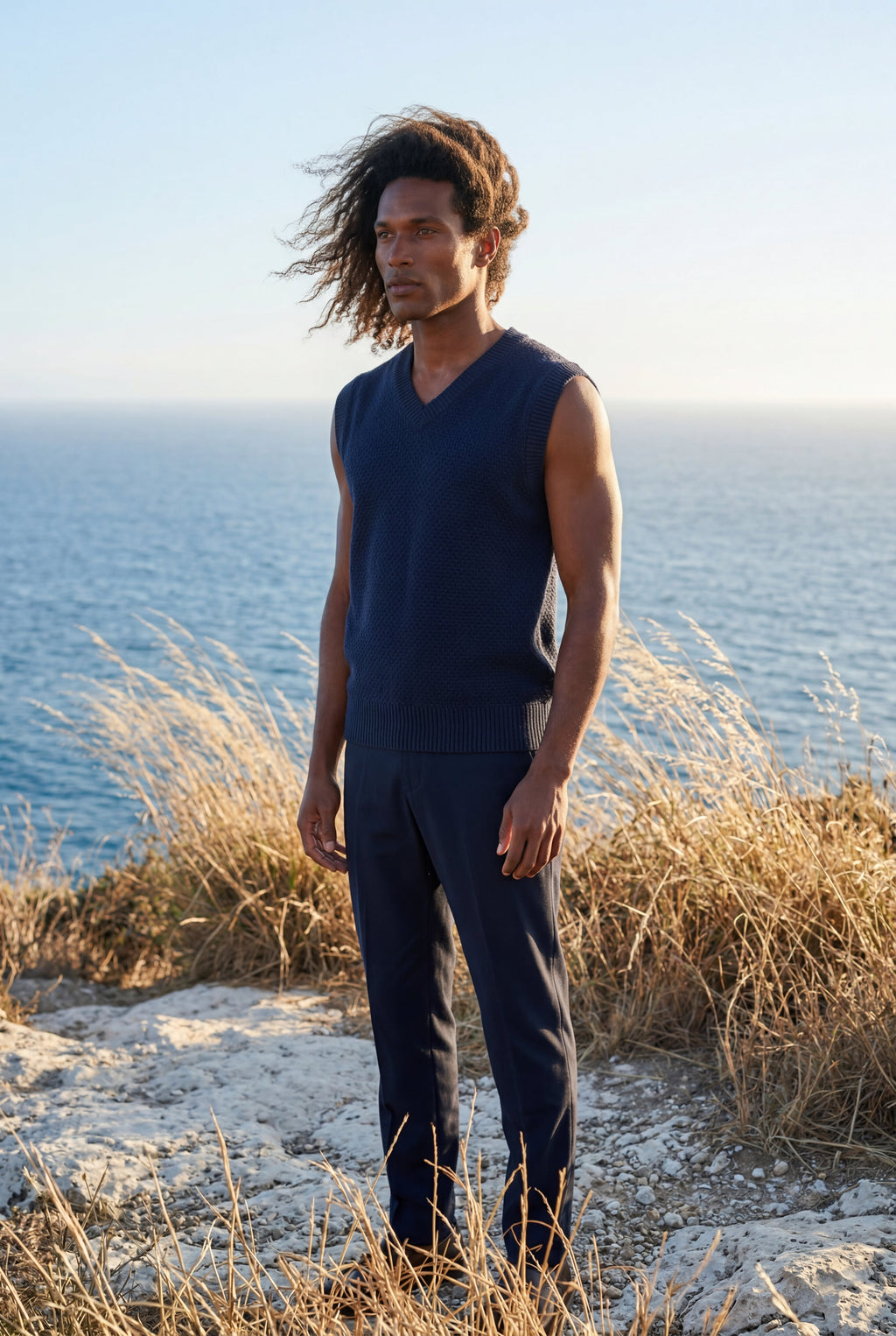Liam | Classic V-neck Sweater Vest with Ribbed Hem