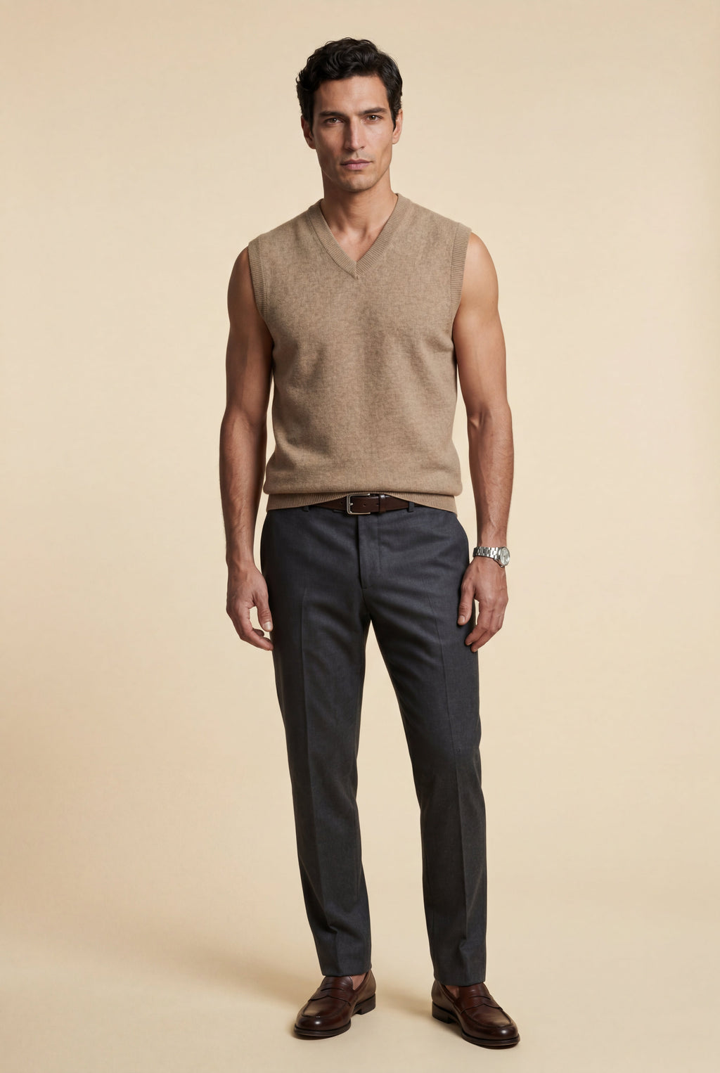 Liam | Classic V-neck Sweater Vest with Ribbed Hem
