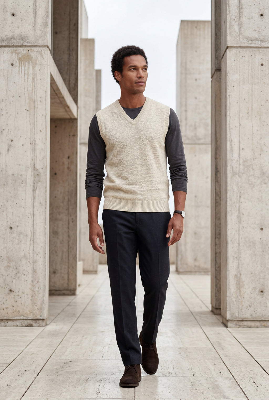 Liam | Classic V-neck Sweater Vest with Ribbed Hem