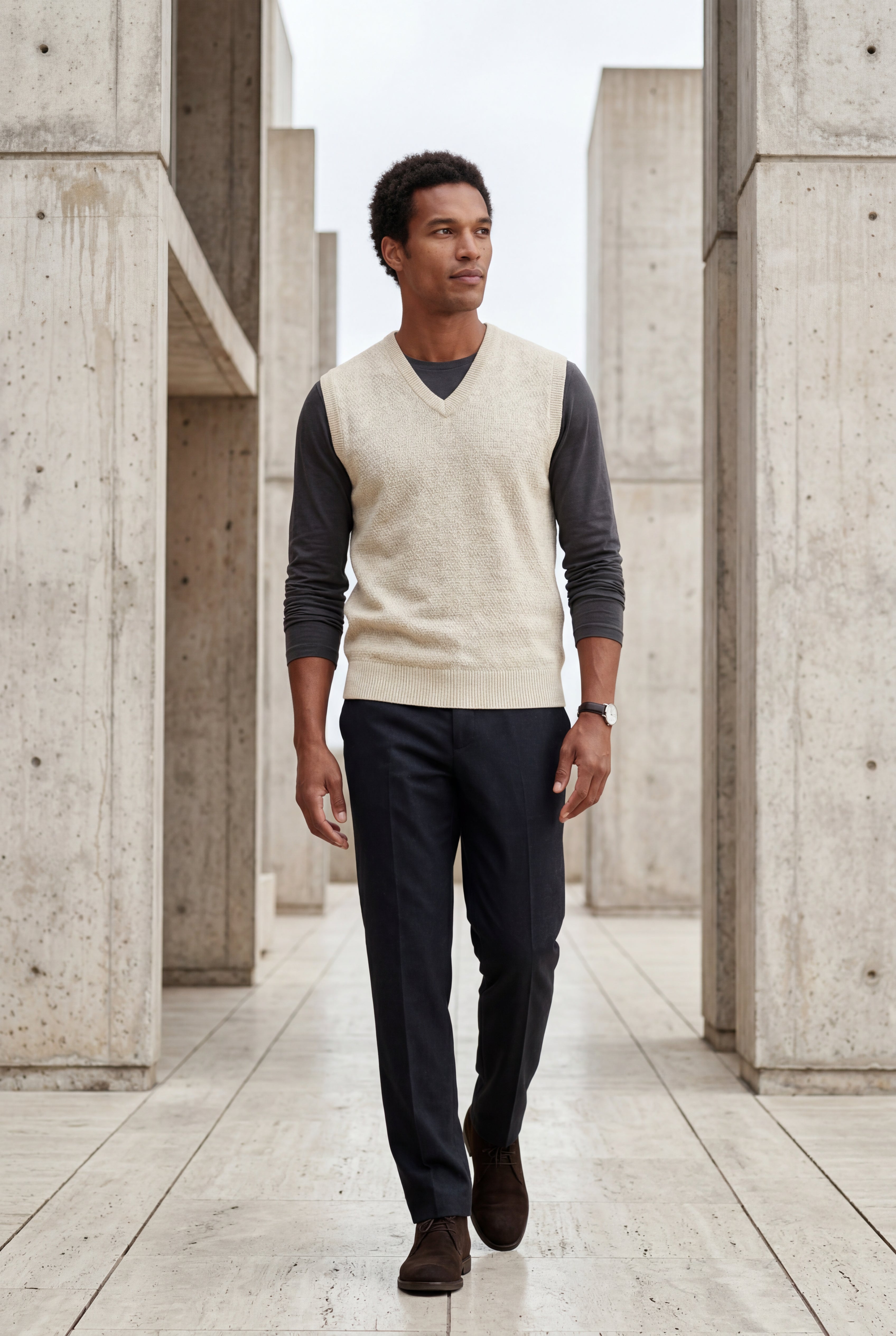 Liam | Classic V-neck Sweater Vest with Ribbed Hem