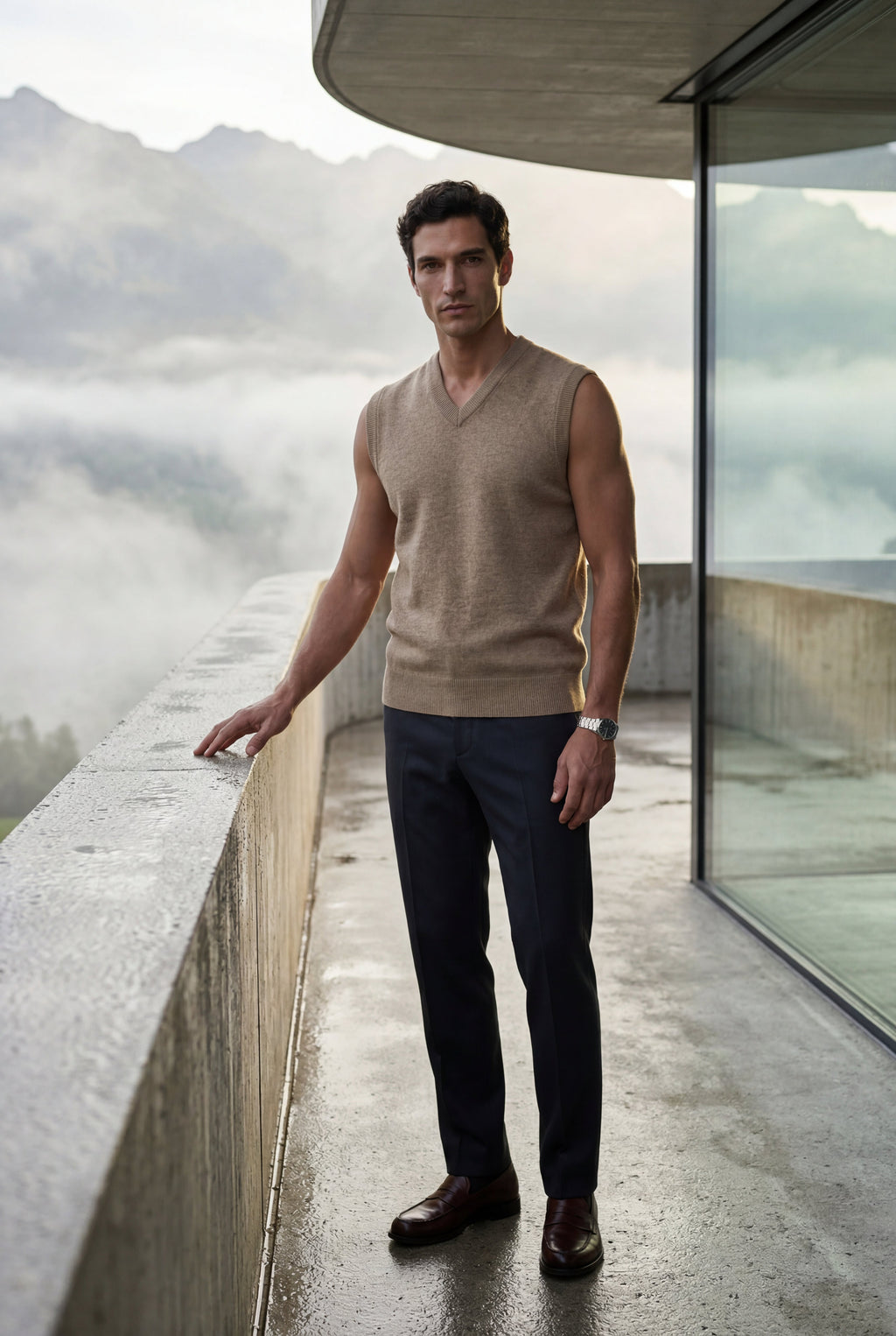 Liam | Classic V-neck Sweater Vest with Ribbed Hem