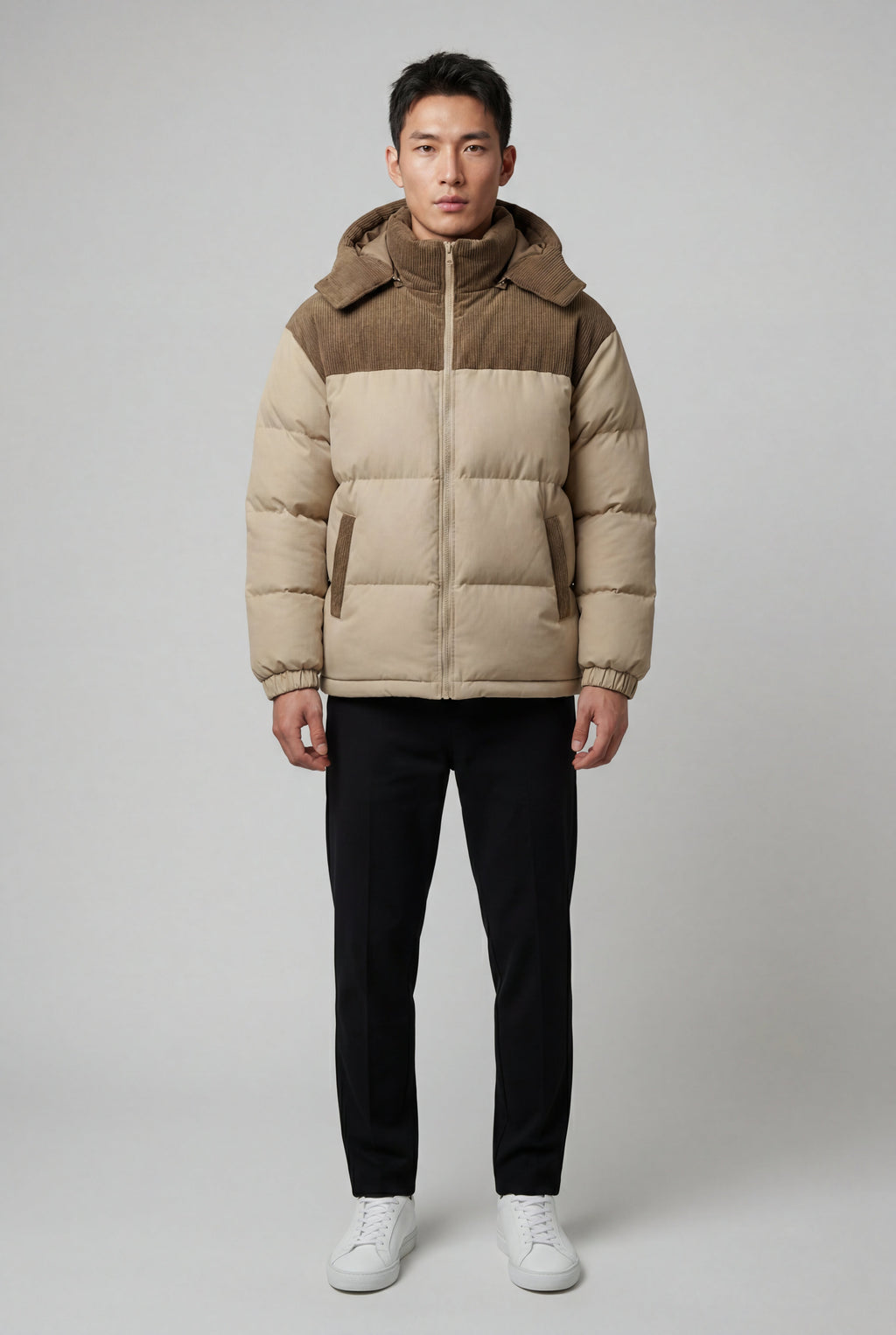 Liam | Colorblock Panel Hooded Puffer Jacket