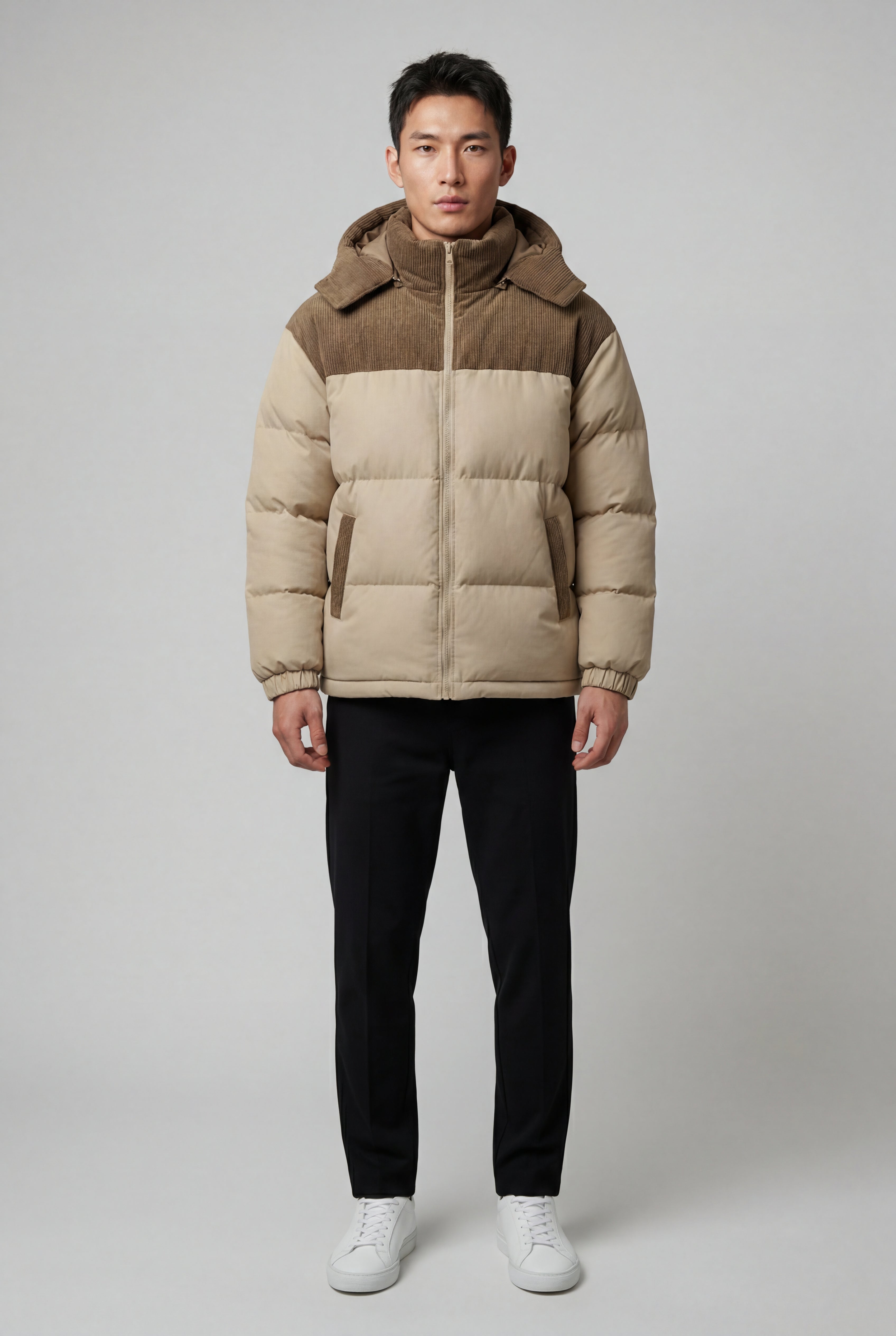 Liam | Colorblock Panel Hooded Puffer Jacket